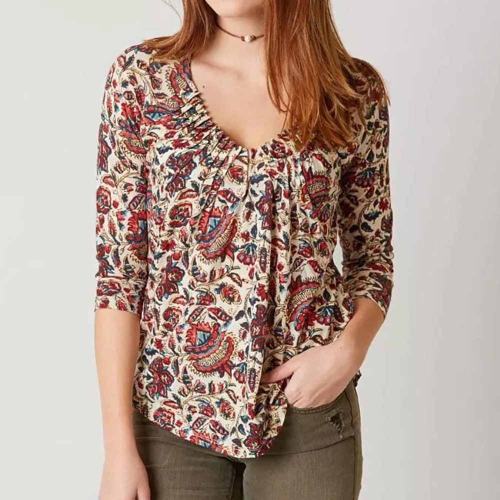 🌼5 For $25🌼 Lucky Brand Multicolor Paisley Women's Pintuck Top Size S